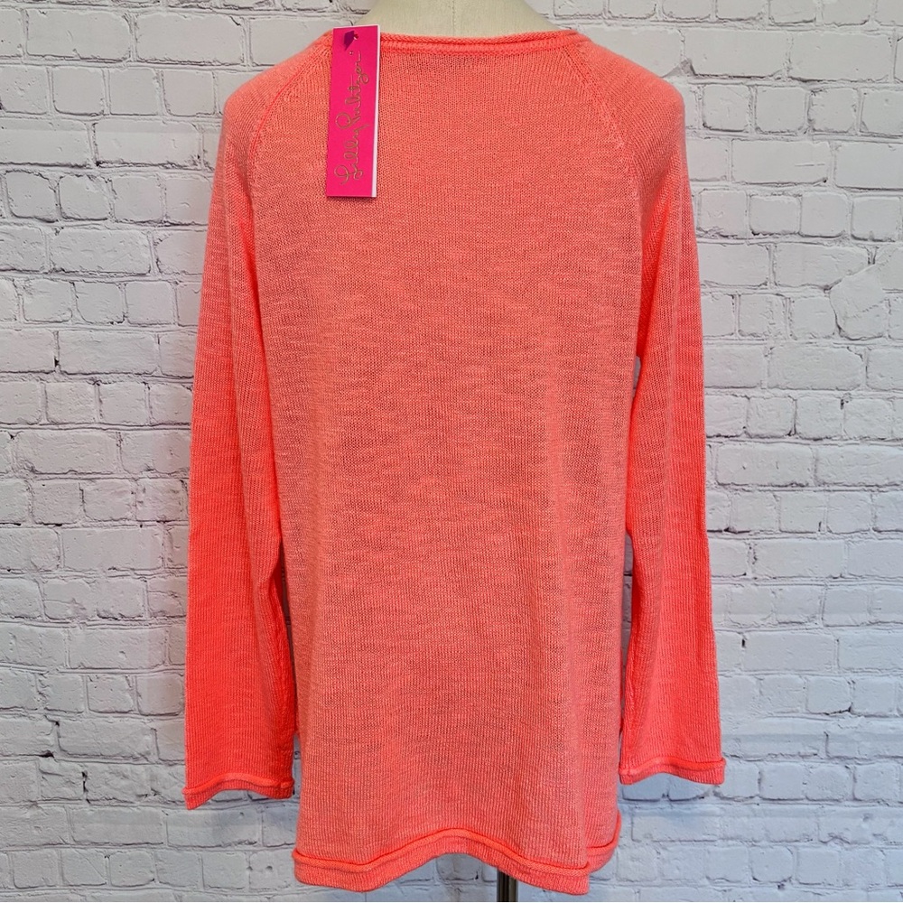 LILLY PULITZER Danette Long Sleeve Papaya Punch "Sunny" Sweater--L - Picture 11 of 14